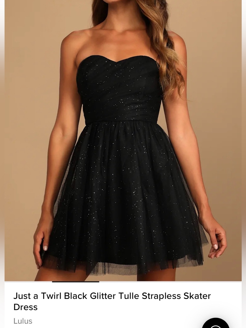 Lulu's Black Glitter Tulle Strapless Skater Dress
